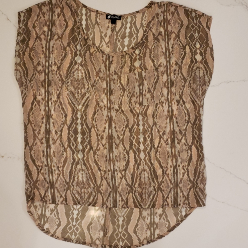 Neutral snakeskin print blouse